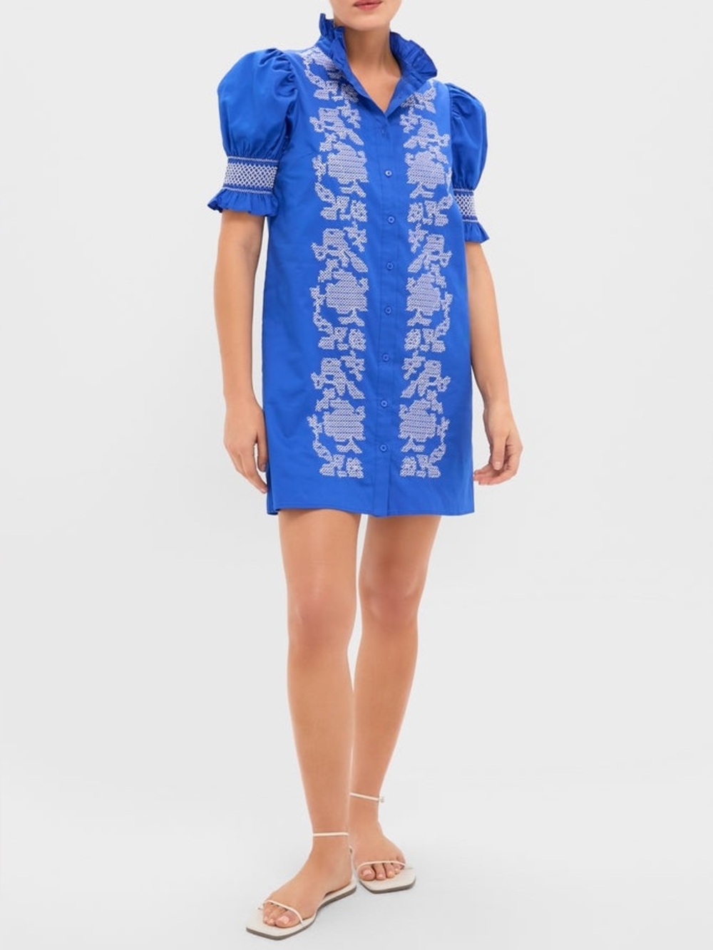 Hyacinth House Royal Blue with White Embroidery Lou Lou Mini Dress - Picture 11 of 12